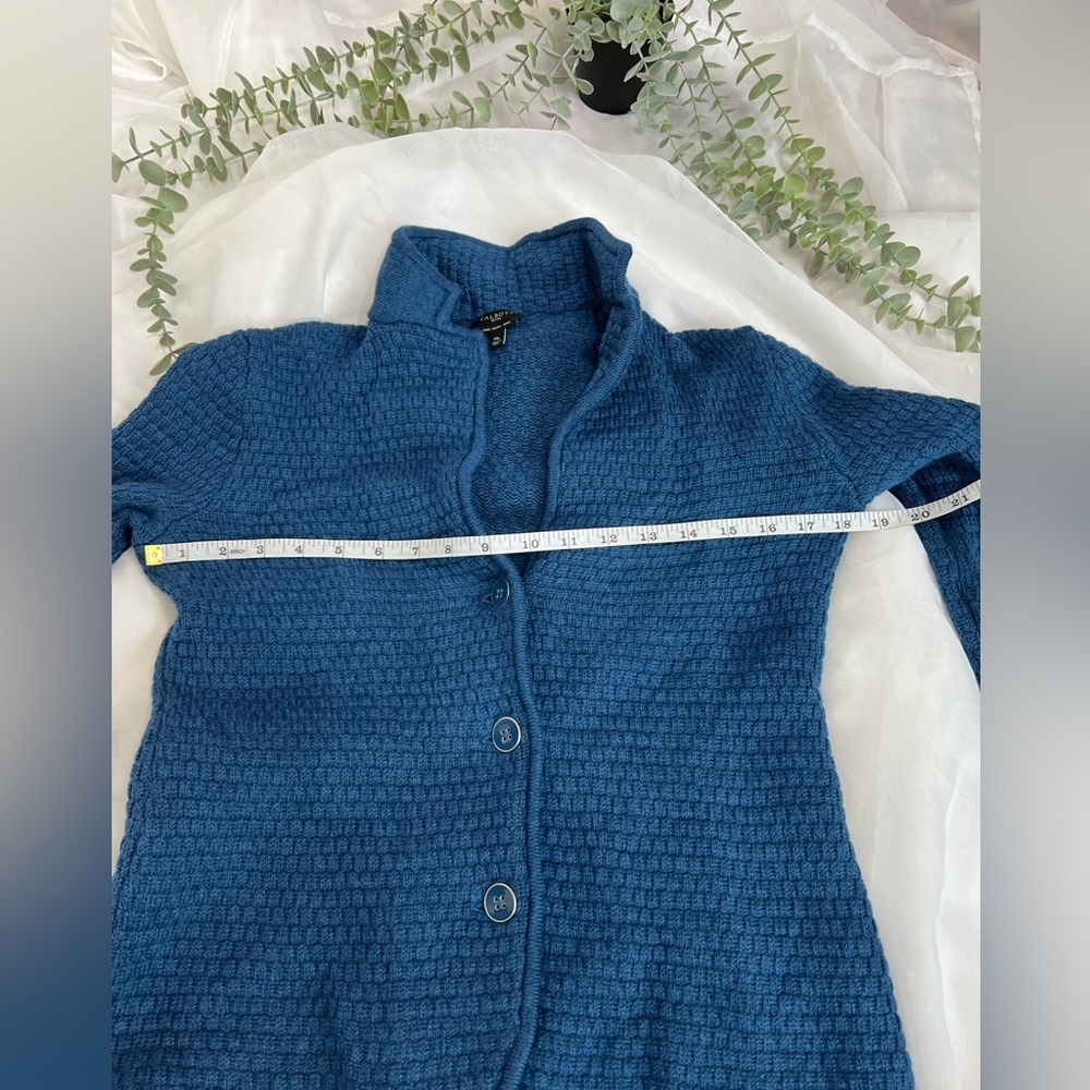 Talbots Sweater Blazer Women's Medium Blue Wool Knit Medium - Picture 10 of 11